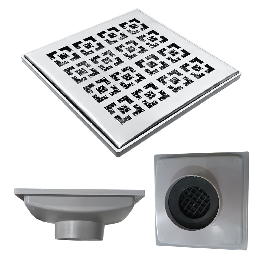 Ralo Anti Cheiro 20x20 Inox 304 Dubai Coletor Cinza Saída de 100mm Telas Anti Insetos