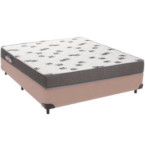 Cama Box Bege e Colchão Light Espuma D33 Casal Ortobom