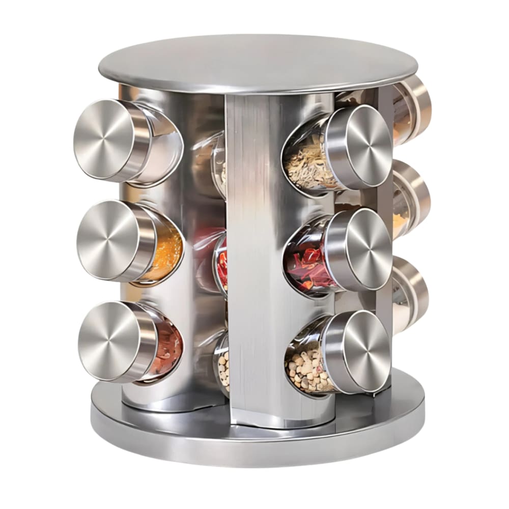 Porta Condimentos Base Giratório Inox 12 Potes 123Útil