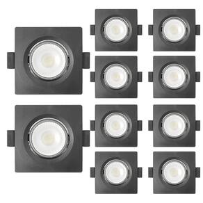 10 Spot De Led Embutir Mr16 Quadrado 6W Preto Bivolt 6500K
