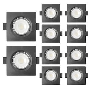 10 Spot De Led Embutir Mr16 Quadrado 6W Preto Bivolt 3000K