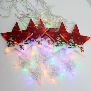 Varal Pisca Led Decoração Estrelas Noel Natal Colorido De 3m