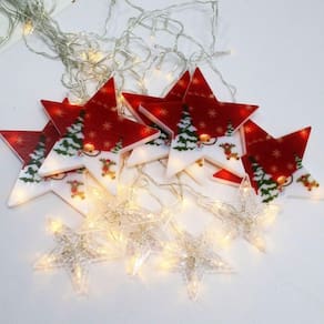Varal Pisca Leds Decoração Estrelas Noel Natal Amarelo De 3m