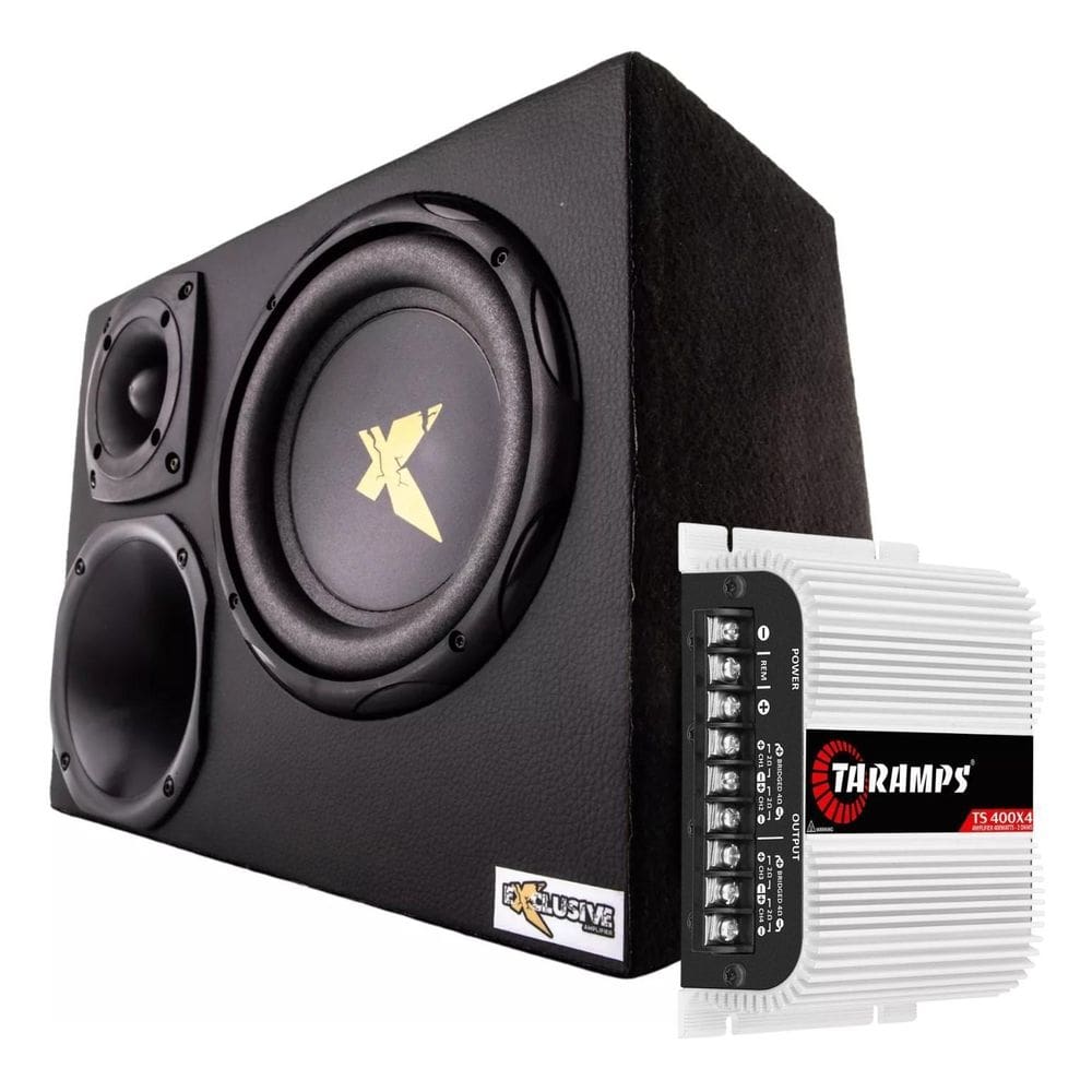 Caixa Trio 8 Corneta Tweeter Exclusive Módulo Taramps Ts 400