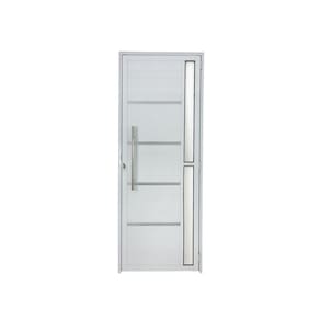 Porta Lambril c/friso 2,10x80 lado ESQUERDO L-25 no alum. branco c/puxador redondo e vidro lateral