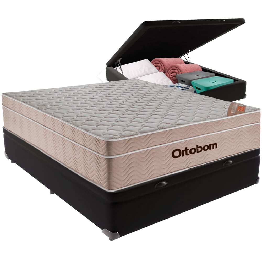 Colchão Airtech Ortobom Viúvo Baú Preto 128cm Spring