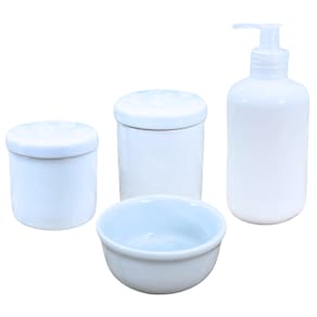 Kit higiene bebê Lavabo 4 peças Branco - Tudo Porcelana