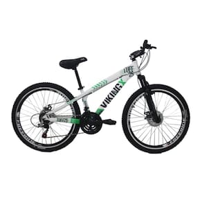 Bicicleta Vikingx TUFF25/30 Xwide Aro 26 Freio a Disco 21 Velocidades Cambios Shimano Branco verde