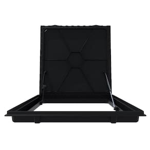Tampa Casa Máquina Alumínio Rebaixo Invisível Preta 75x75cm