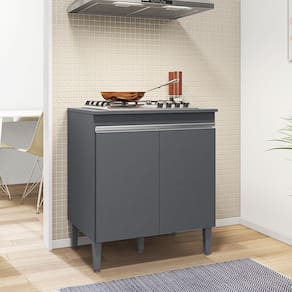 Balcão Cooktop Andréia com Tampo Cinza AJL Móveis