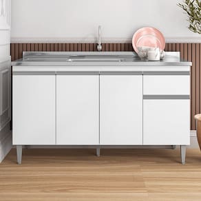 Balcão de Pia Tatiane 150cm Branco AJL Móveis