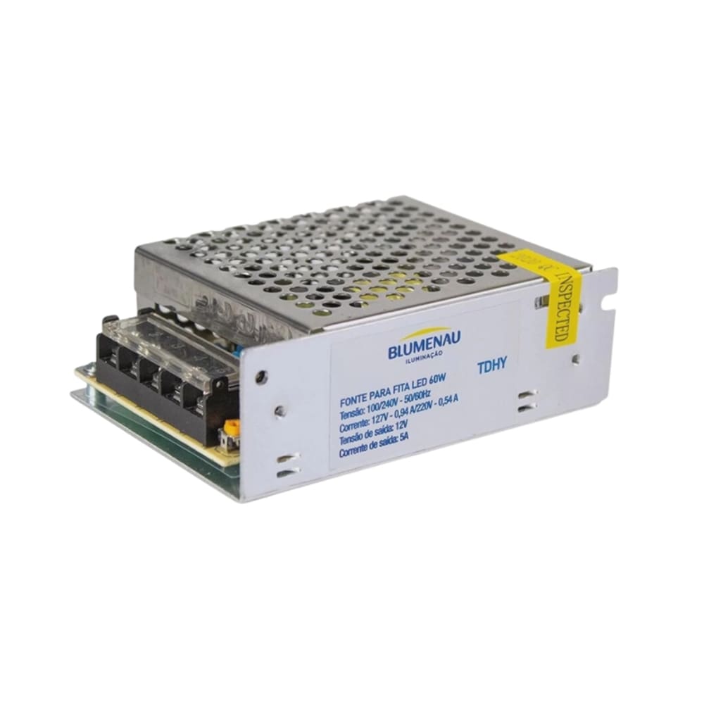 Driver para fita Led 12V 5A 60W Bivolt Blumenau Iluminação