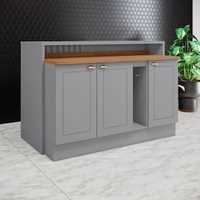 Kit Ilha Gourmet 3 Portas com Tampo Internacional Cinza