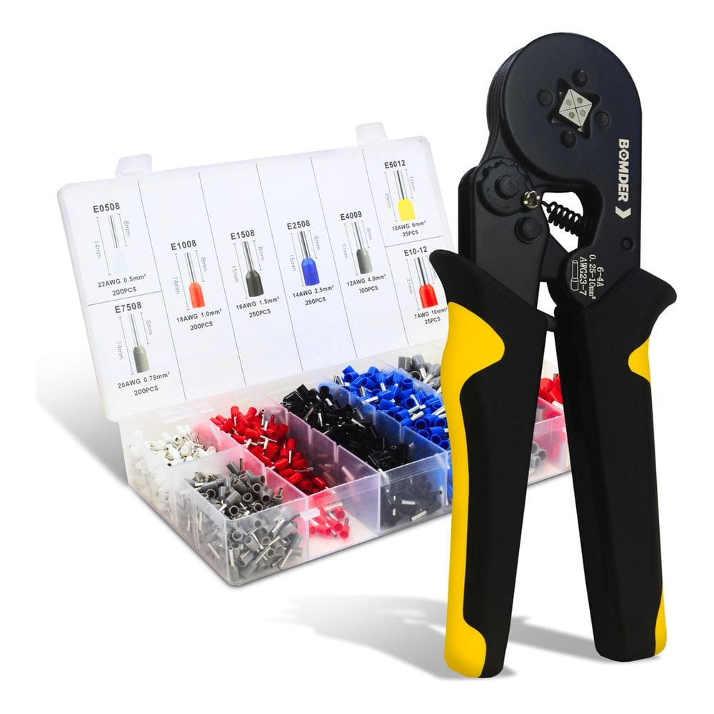 Kit 6-4 Alicate Crimpar Caixa Com 1250 Terminal Ilhós 0.25 A 10Mm² Bom-3705