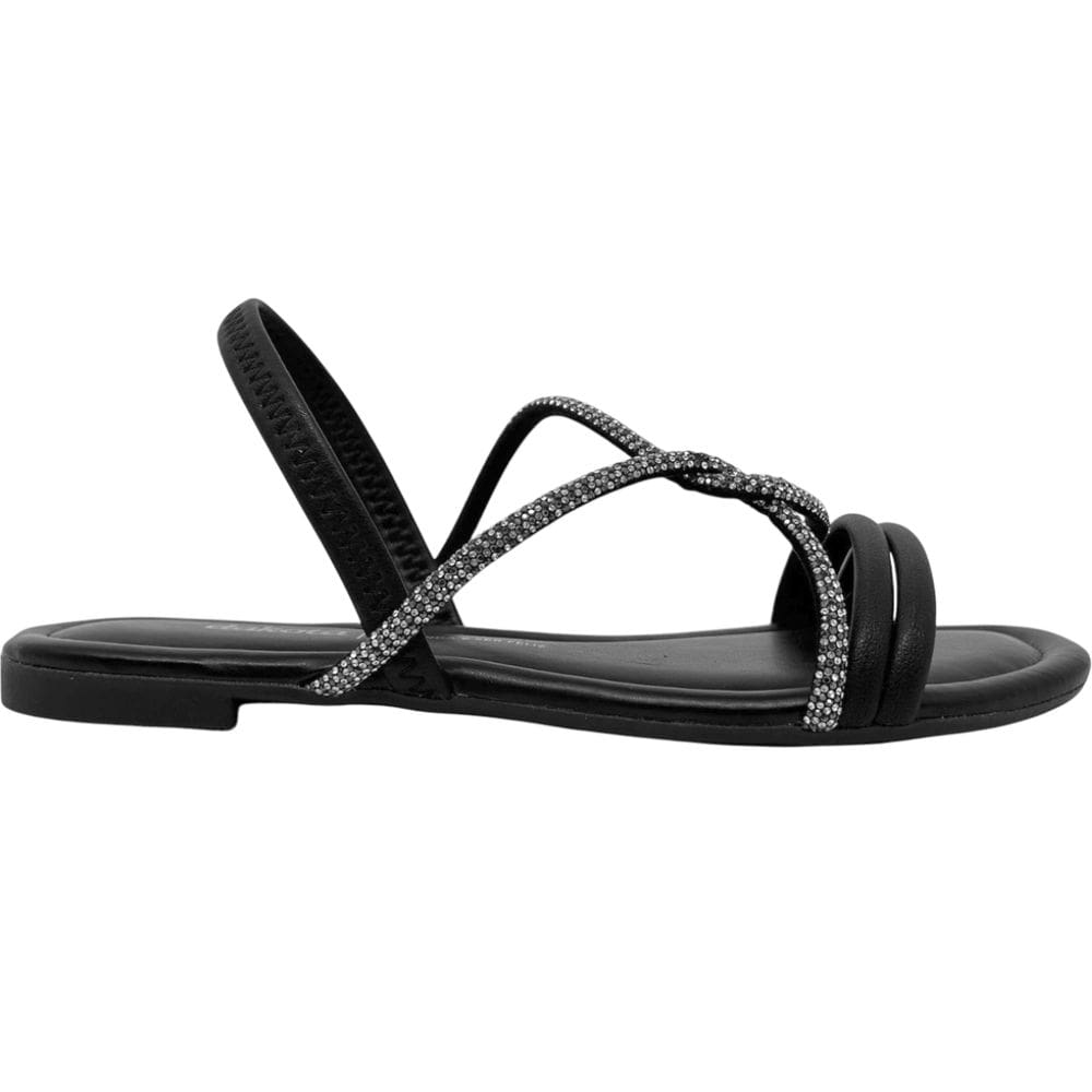 Sandália Rasteira Feminina Casual Dia a Dia Calce Fácil com Strass Dakota Y6977