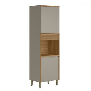 Paneleiro Allure 4 Portas 100% Mdf Jequitibá/Gris Fosco - Linea Brasil