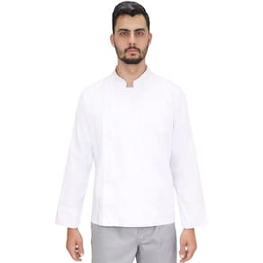 Dólmã chef de cozinha masculino com Zíper em algodão