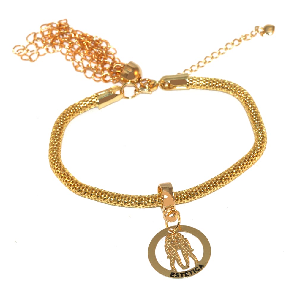 Pulseira Estética Esteticista Moda Beleza Folheado Ouro 18k