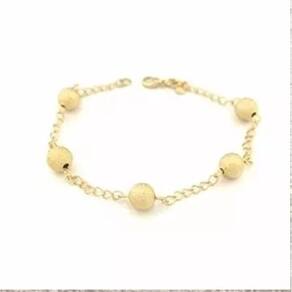 Pulseira Moça Delicada Bolas Fosca Festa Folheado 18k