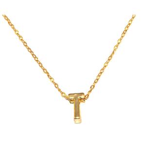Colar Cordão Minha Inicial Letra T Folheado Ouro 18k