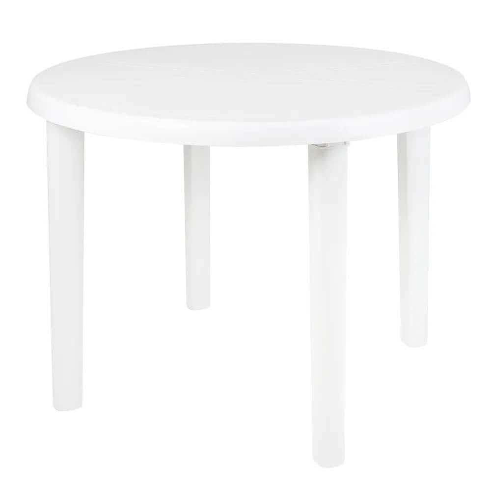 Mesa Plástica Redonda 71 x 91cm Desmontável Branca MOR