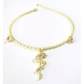 Pulseira Medicina Médica Enfermagem Folheado Ouro 18k