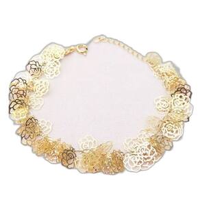 Pulseira Delicada Rosas Flores Leve Folheado Ouro 18k