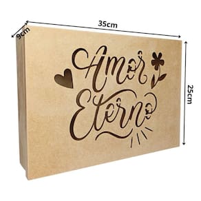 Caixa Para Presente Em Mdf Cru (35x25x09) Amor Eterno