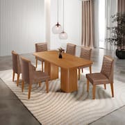 Mesa de Jantar Eloise 180cm Tampo MDF Laminado com 6 Cadeiras Eloise Moderna Mobília