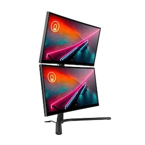 Suporte De Mesa Para Monitor Até 32 Duplo Vertical Com Regulagem De Altura E Inclinação Octoo Clipway-2w Prateado