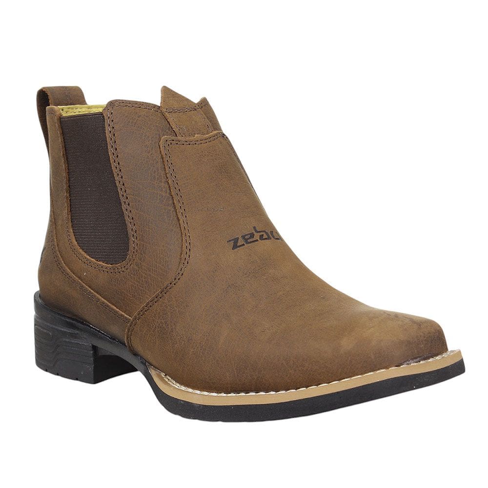 Botina Feminina Marrom Bico Quadrado Zebu 37964