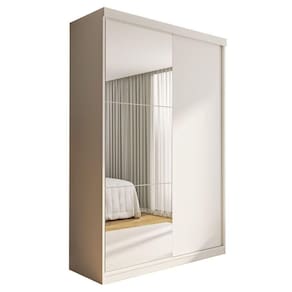 Guarda Roupa 2 Portas De Correr Com Espelho 2 Gavetas Salvador Minastex Branco
