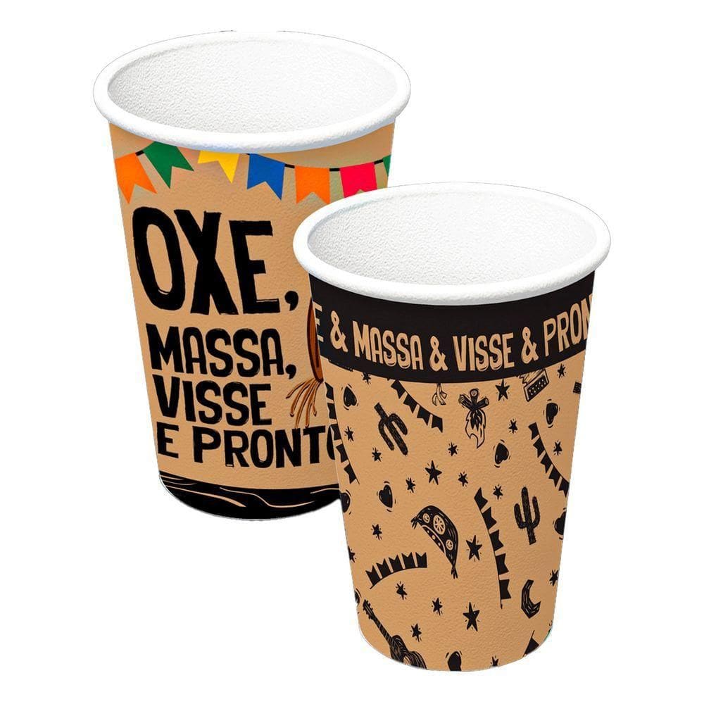 Copo De Papel Festa Junina Sertão 300ml Com 8 Unidades