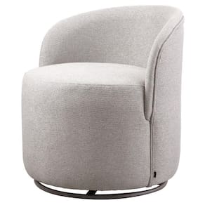 Poltrona Decorativa Astrid Linho Cinza Com Base Giratória