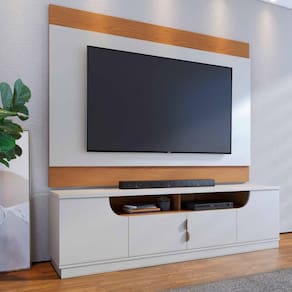 Conjunto Painel E Bancada Hawkins Off White Freijo