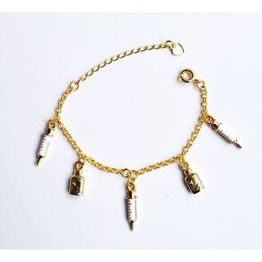 Pulseira Enfermeira Enfermagem Remédio Folheado Ouro 18k