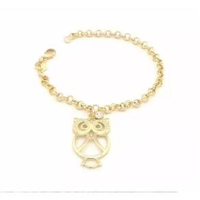 Pulseira Coruja Pedagogia Pedagoga Professora Folheado 18k