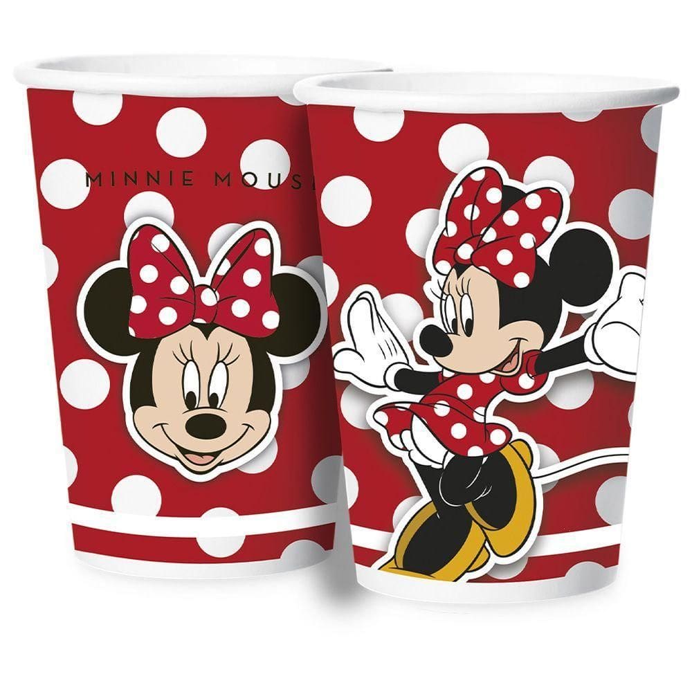 Copo De Papel Minnie Mouse Poá - 180ml - 12 Unidades