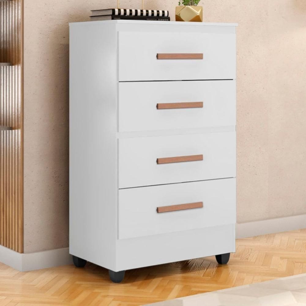 Cômoda 4 Gavetas Lille Branco Brilho