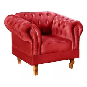 Poltrona Chesterfield Dom Pedro Vintage Retrô Capitonê Suede Vermelho