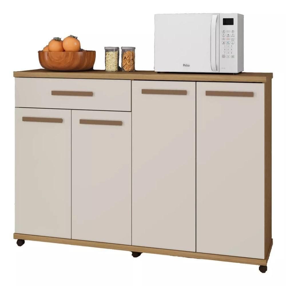 Balcão De Cozinha Campinas 4 Portas 1 Gaveta Cinamomo Off White