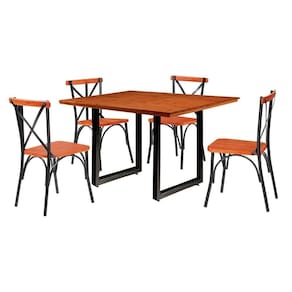 Sala De Jantar Laís 120cm Com 4 Cadeiras Laís Artluxo Preto E Castanho