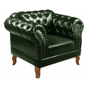 Poltrona Chesterfield Dom Pedro Vintage Retrô Capitonê Couro Verde