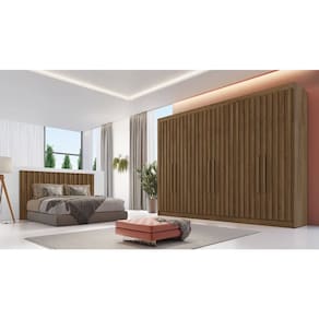 Guarda Roupa Casal Ripado 6 Portas 6 Gavetas - Potente-Braúna - Móveis Europa