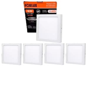 Kit 5 Painel Led Quadrado Sobrepor 18W 3000K Bivolt Foxlux