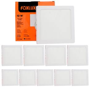 Kit 10 Painel Led Quadrado Sobrepor 12W 3000K Bivolt Foxlux