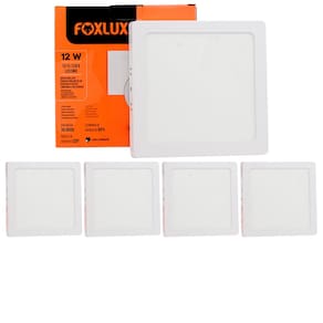 Kit 5 Painel Led Quadrado Sobrepor 12W 3000K Bivolt Foxlux