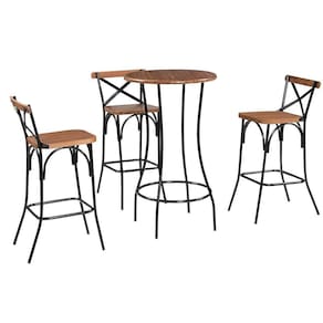 Conjunto Bistrô Com 3 Banquetas Laís Artluxo Preto E Castanho