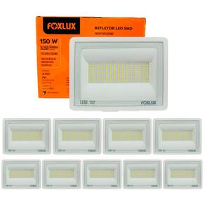 Kit 10 Refletor Led 150W 6500K Branco Bivolt Foxlux