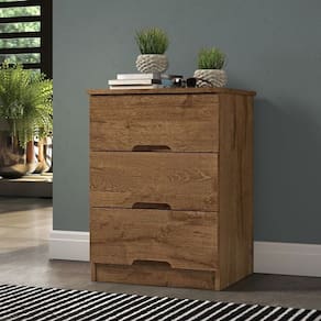 Mesa de Cabeceira com 3 Gavetas - Londres-Braúna - Móveis Europa
